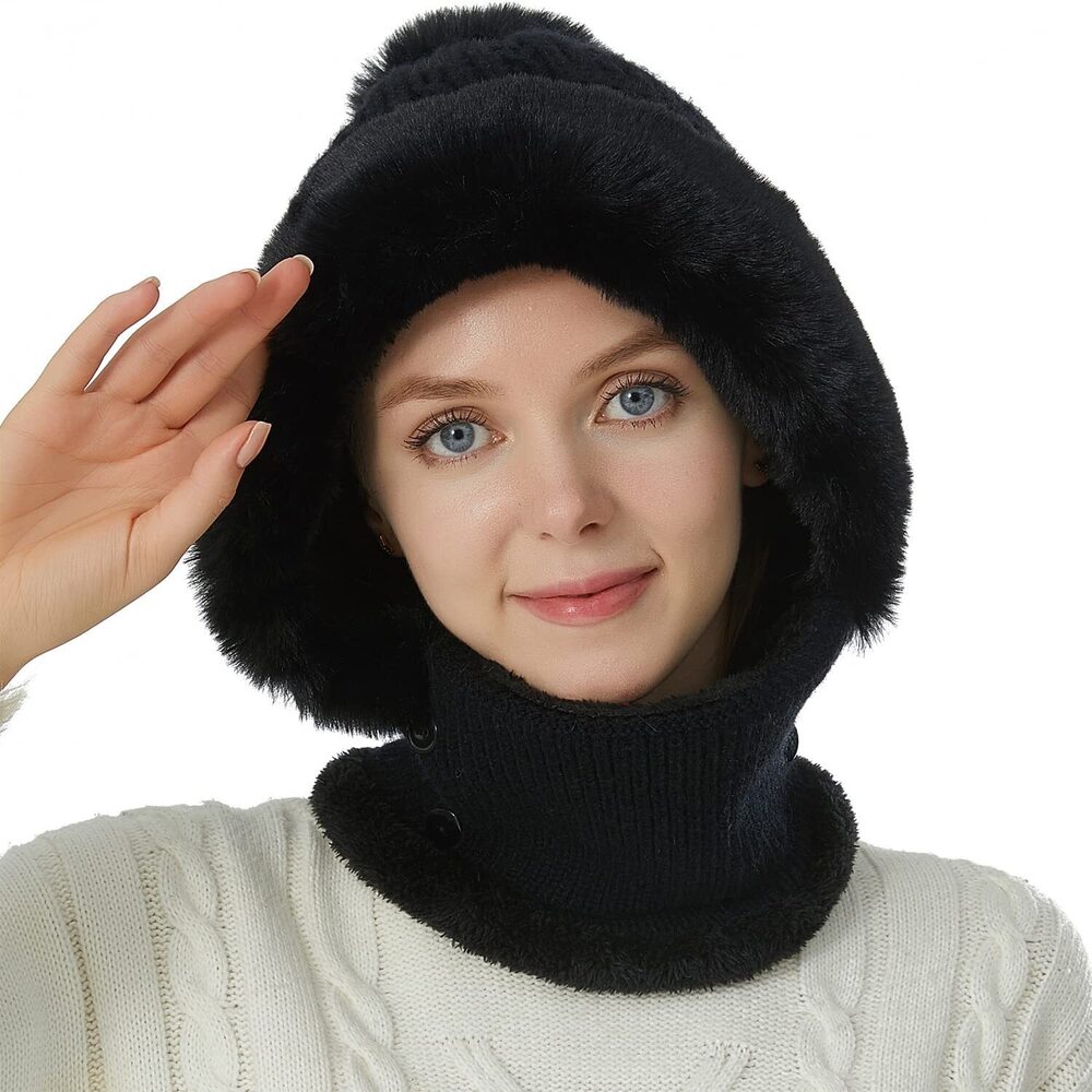 3265 Winter Knit Balaclava One Piece Skull Beanie Hat Neck Circle Scarf Set
